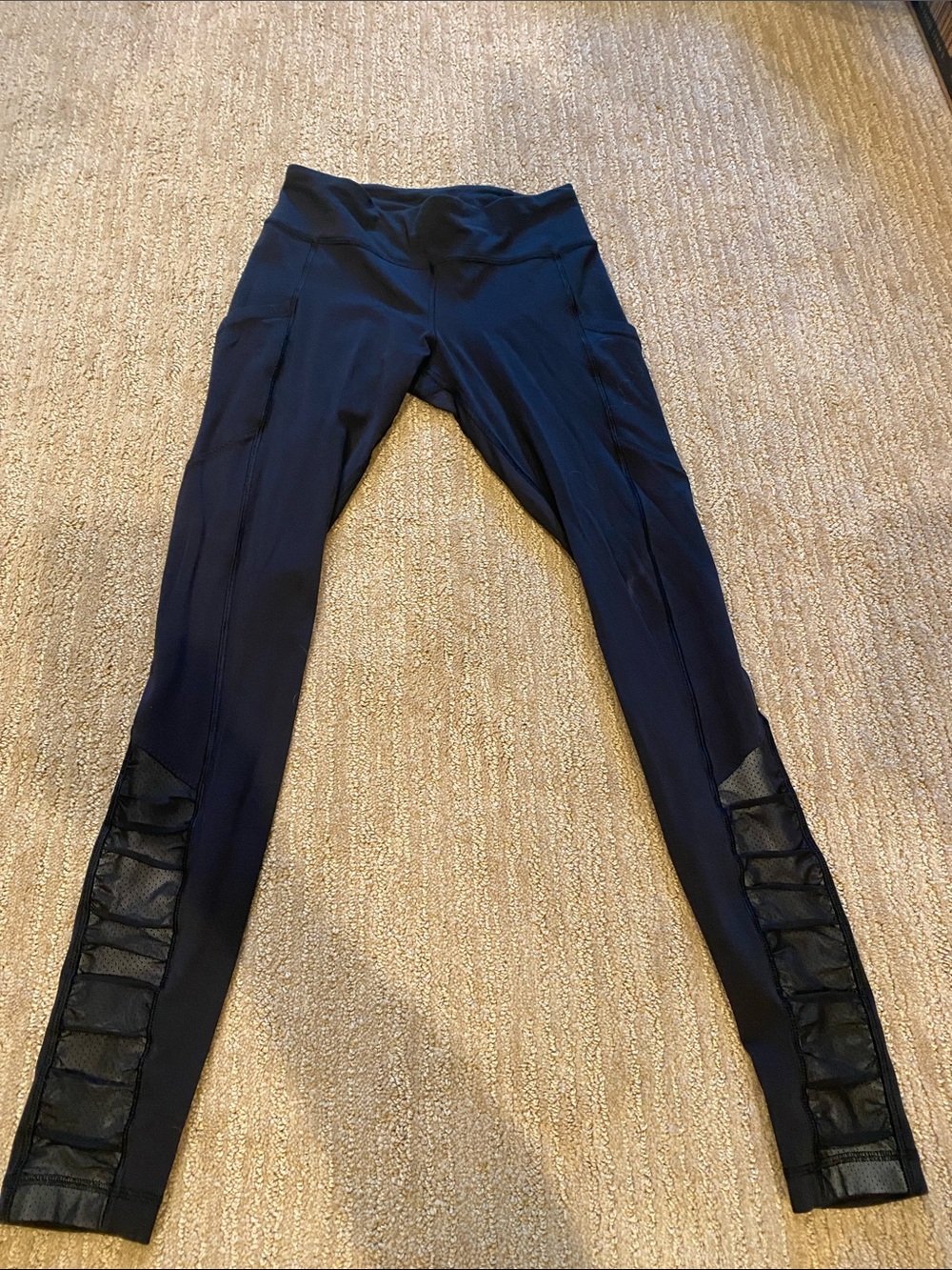 lululemon athletica Black Leggings with Mesh Insets